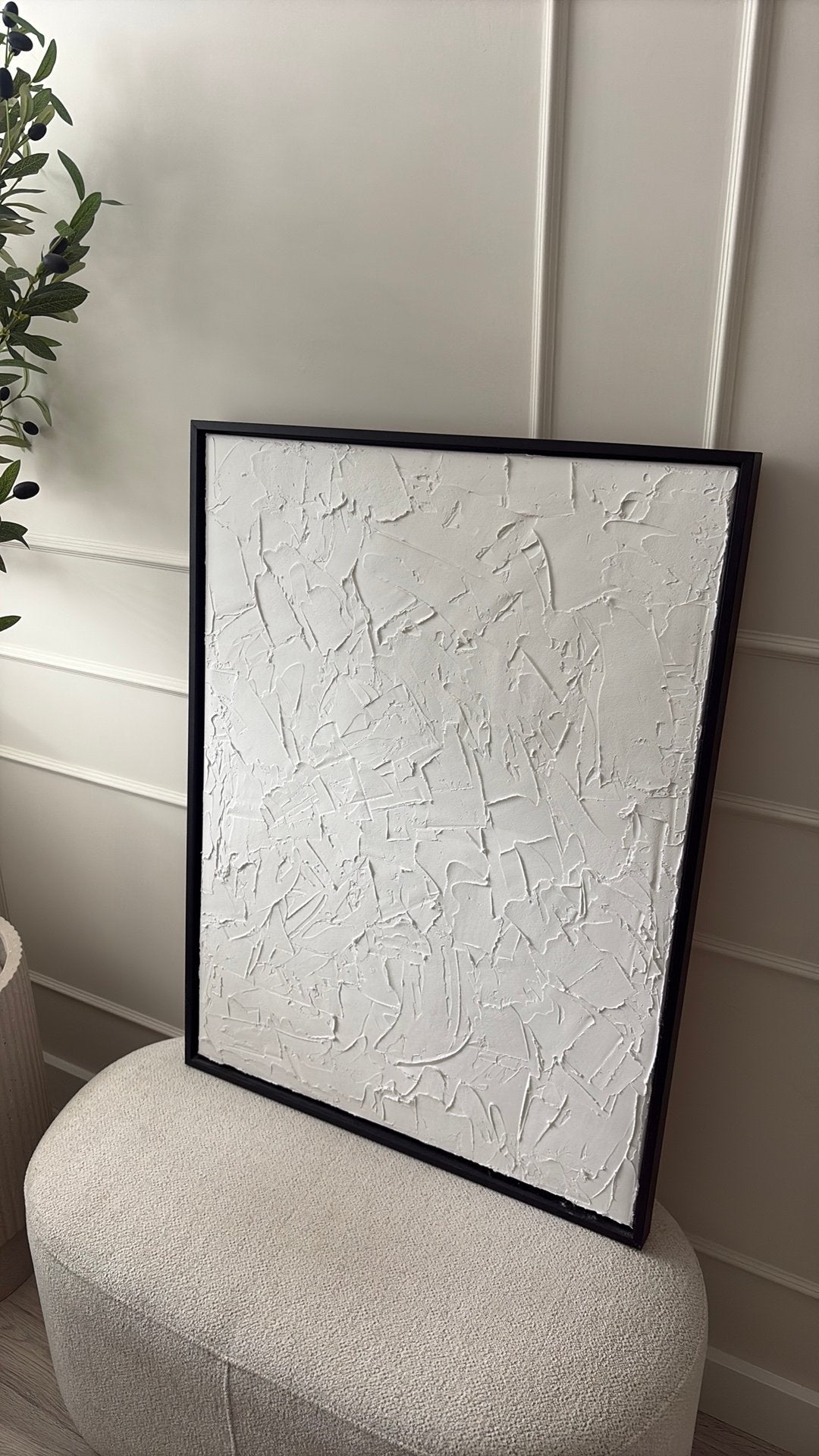 2x Japandi Schilderij Abstract Canvas met zwarte baklijst, Antiek en Kunst, Kunst | Schilderijen | Abstract, Ophalen