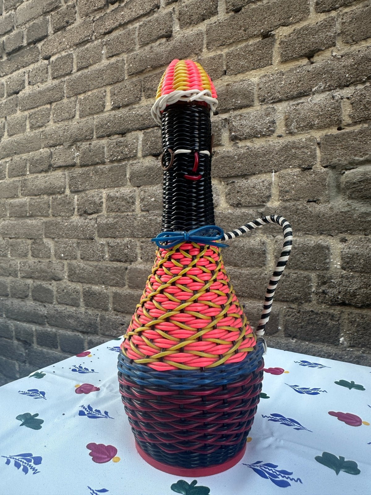 Vintage Spaanse Wijnkaraf met Vlechtwerk en Kurk, Ophalen of Verzenden