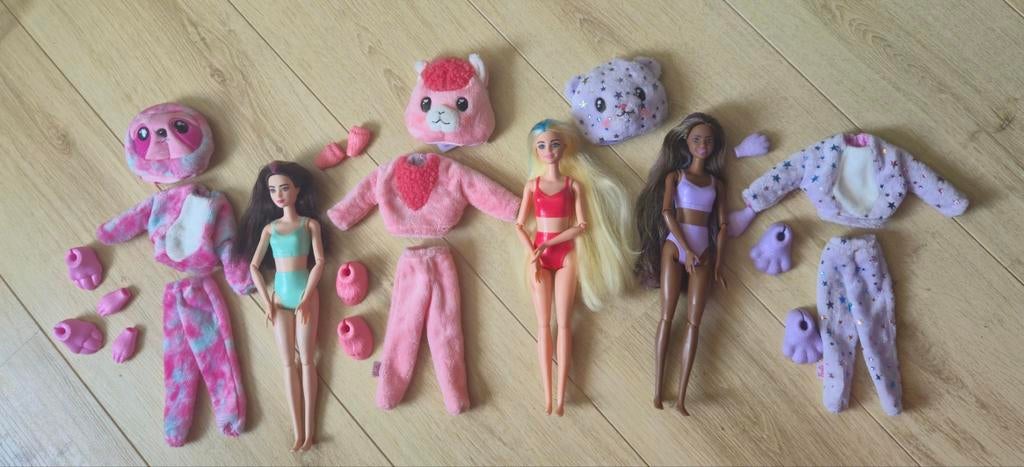 Barbie cutie reveL luiaard, schaap/lammetje en beer, Ophalen of Verzenden, Gebruikt, Barbie