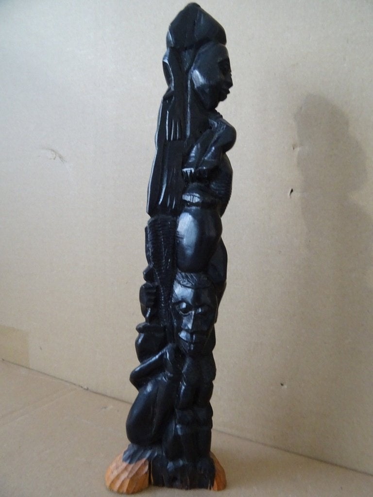 Set ebbenhouten beeld beelden levensboom 31cm + 37cm 1980, Antiek en Kunst, Ophalen of Verzenden