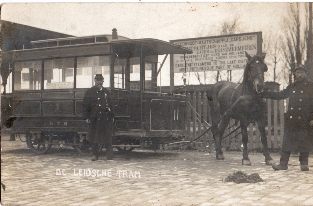 Leiden, De Leidsche Paardentram. 7082 - FOTOKAART - TOPPER, Verzenden, Voor 1920, Ongelopen, Zuid-Holland