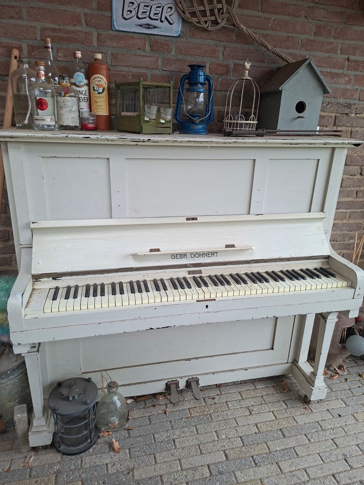 Gebr. Dohner witte piano - Vintage uitstraling, Ophalen, Gebruikt, Wit