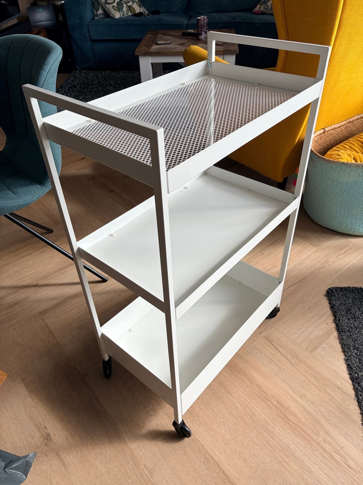IKEA Nissafors roltafel/trolley, serveerwagentje wit, Huis en Inrichting, Ophalen, Zo goed als nieuw, Wit, Metaal