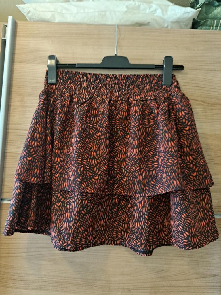 Zwart-bruine  gelaagde mini rok met print true spirit xl, Ophalen of Verzenden, Zo goed als nieuw