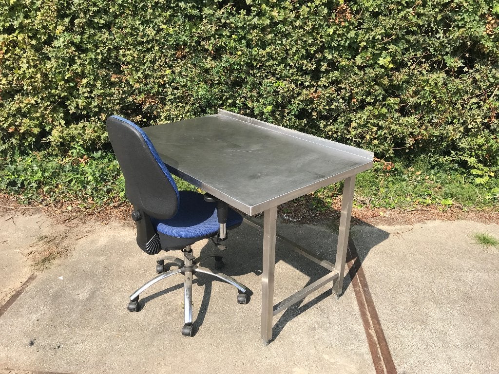 RVS BURO / RVS Werktafel - maten:125/80, Huis en Inrichting, Ophalen, Gebruikt