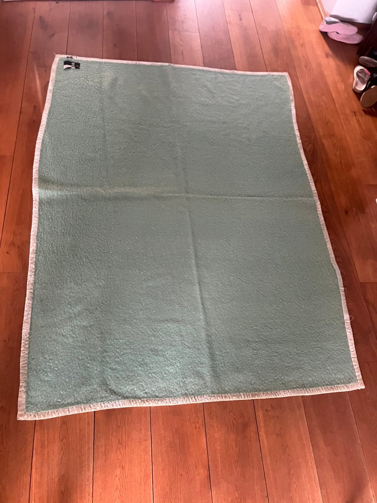 Vintage scheerwol deken, Ophalen, Gebruikt, 140 cm, 198 cm