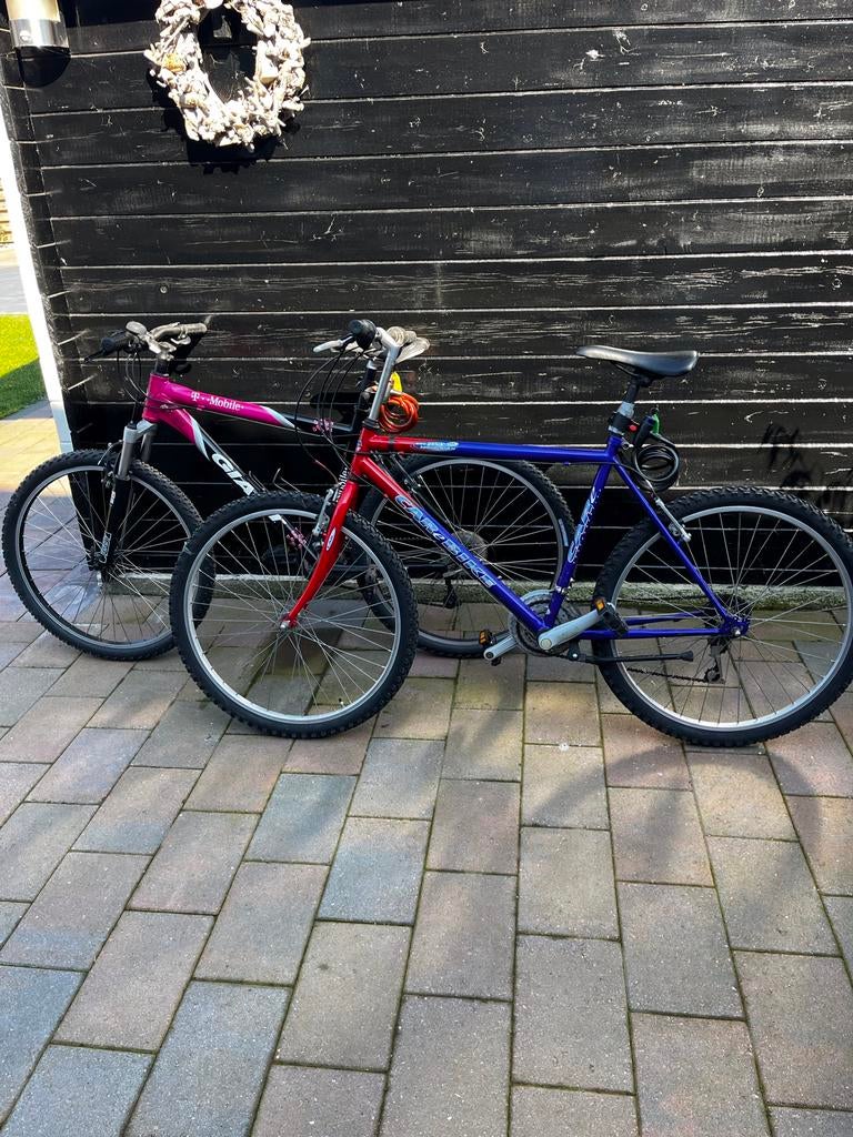 Twee mountainbikes - Ideaal voor caravan of camper, Gebruikt, Heren, Geen vering, 53 tot 57 cm