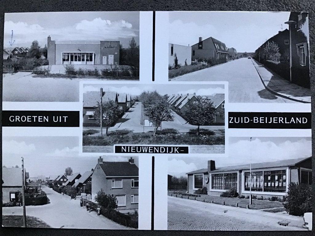 Oude ansichtkaart Zuid-Beijerland Nieuwendijk Gelopen1970-75, Verzamelen, Ophalen of Verzenden, 1960 tot 1980, Gelopen, Zuid-Holland
