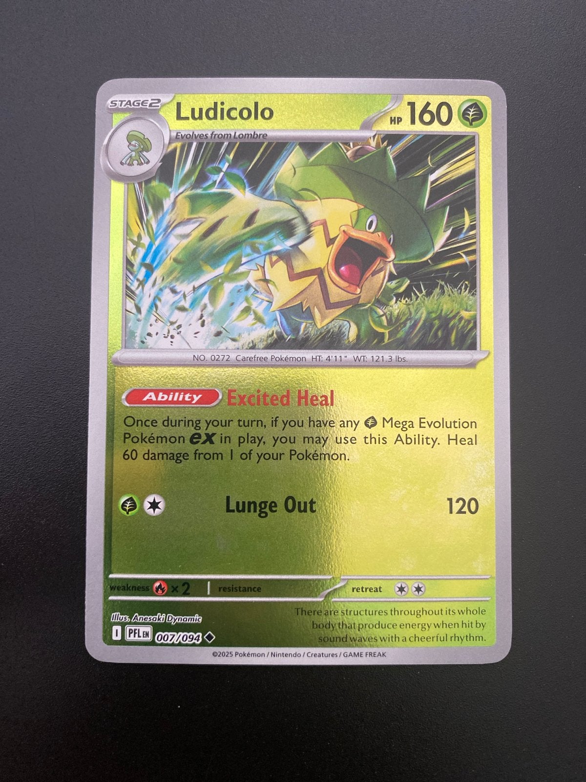 Ludicolo 007/094 Reverse Holo Phantasmal Flames, Ophalen of Verzenden, Zo goed als nieuw, Losse kaart, Foil