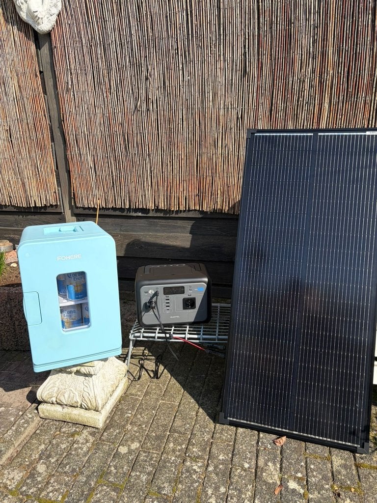 Powerstation + Mini Koelkast + 100W Zonnepaneel OffGrid Set, Ophalen of Verzenden, Nieuw
