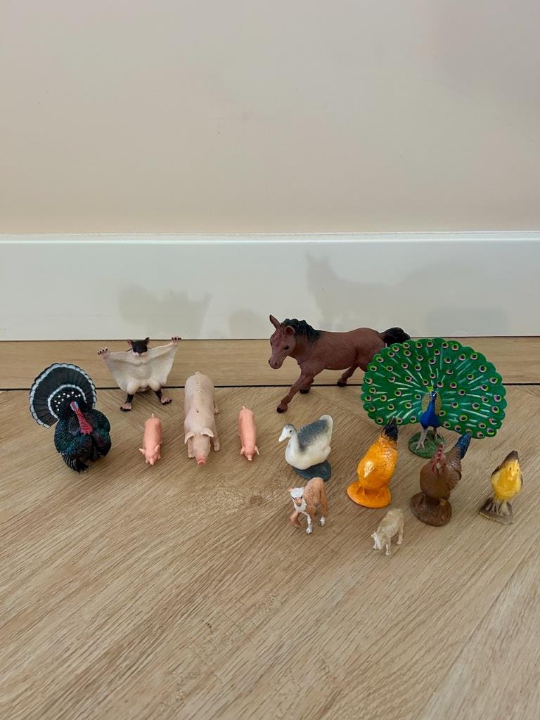 Z.g.a.n. 13 stuks boerderijdieren van o.a. Safari / Collecta, Kinderen en Baby's, Speelgoed | Actiefiguren, Ophalen of Verzenden