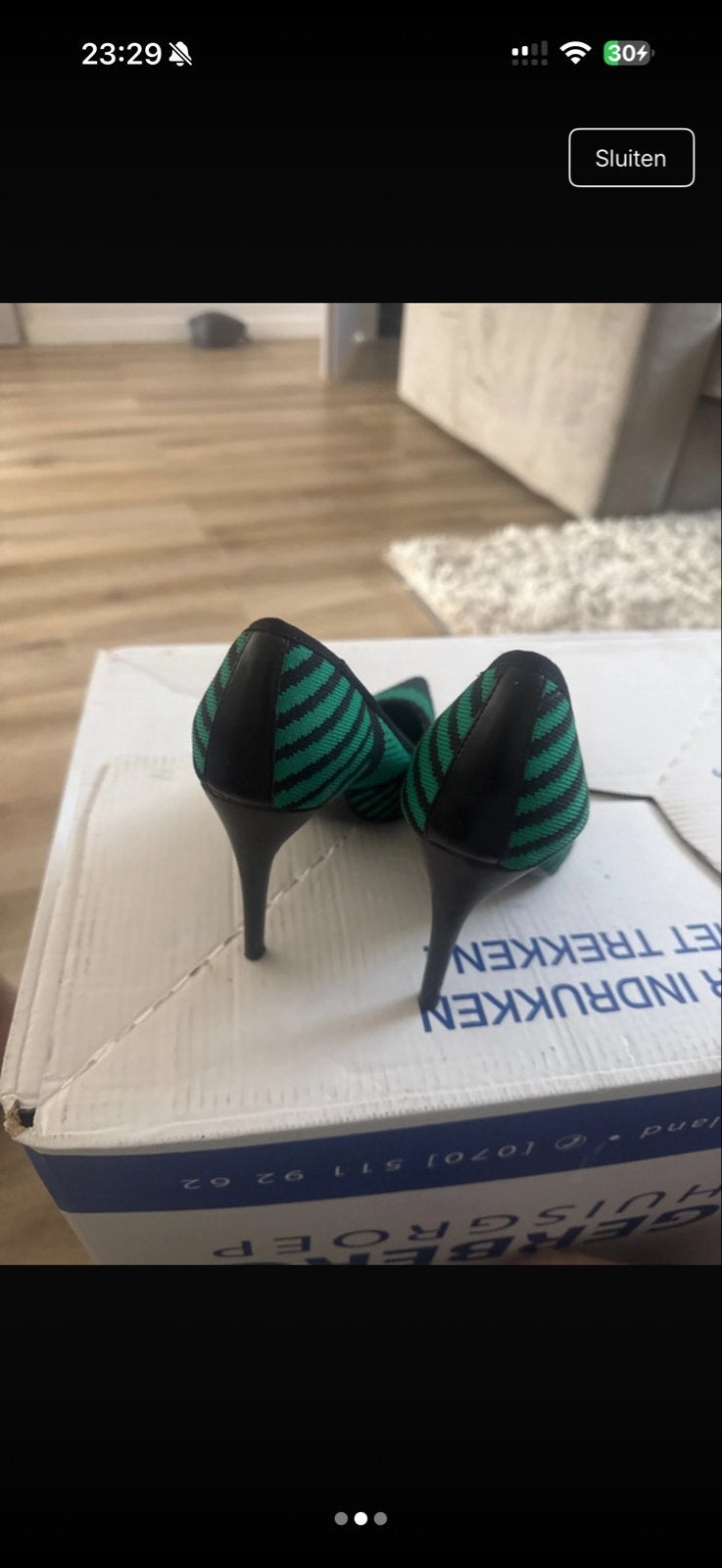 Zara Woman Pumps Groen/Zwart Gestreept, Kleding | Dames, Ophalen, Pumps, Zo goed als nieuw, Groen