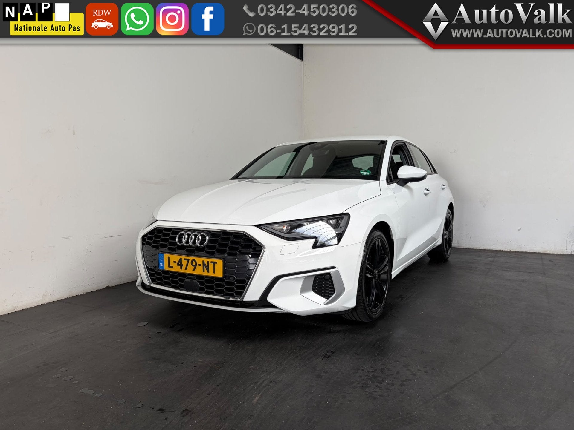 Audi A3 Sportback 30 TFSI Business edition (bj 2021), Auto's, Gebruikt, Euro 6, Wit, Bedrijf