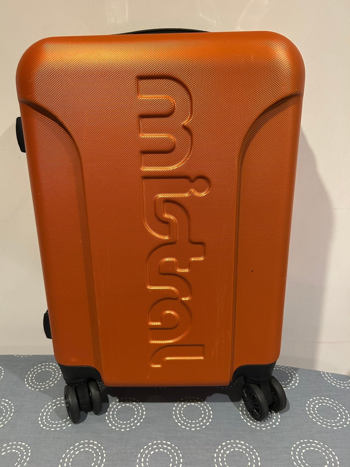 Oranje Mistral Koffer met Wieltjes en Slot, Ophalen, Gebruikt, 50 tot 60 cm, Hard kunststof