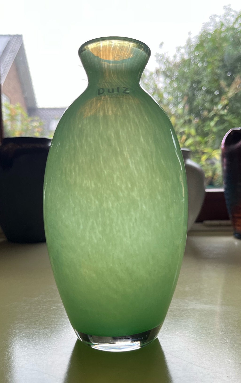 Mooie DUTZ geblazen vaas. Jade groen., Huis en Inrichting, Verzenden, Zo goed als nieuw, Handgemaakt, Glas