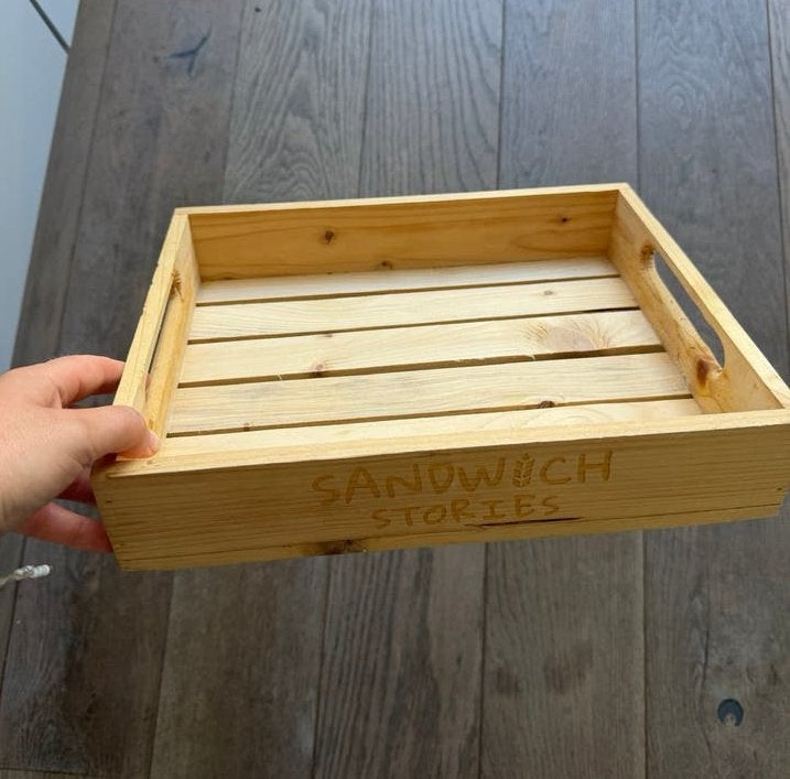 Vierkant houten dienblad met handvatten, Ophalen, Gebruikt, Vierkant, Dienblad
