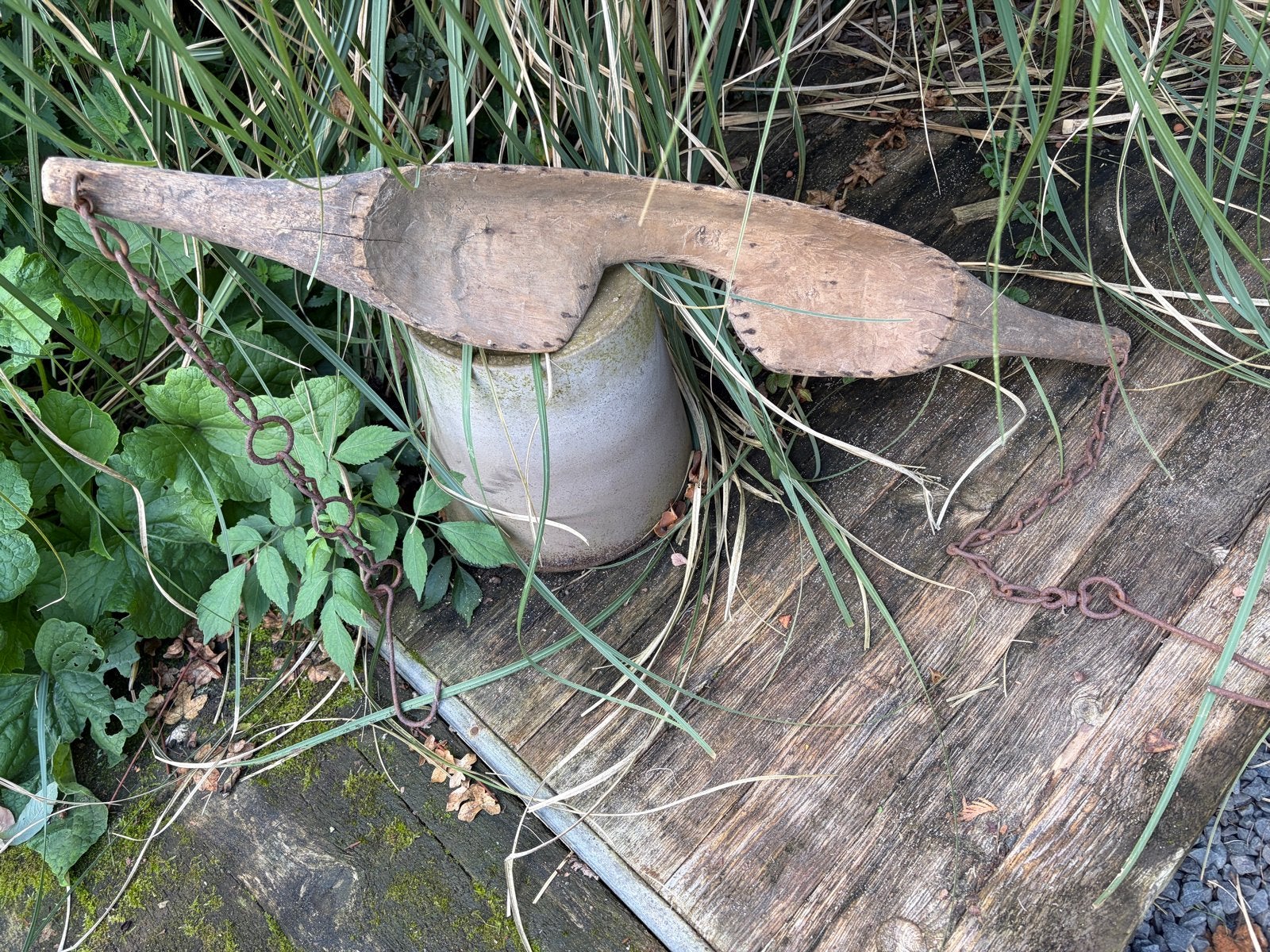 Antiek houten juk met kettingen, Ophalen of Verzenden