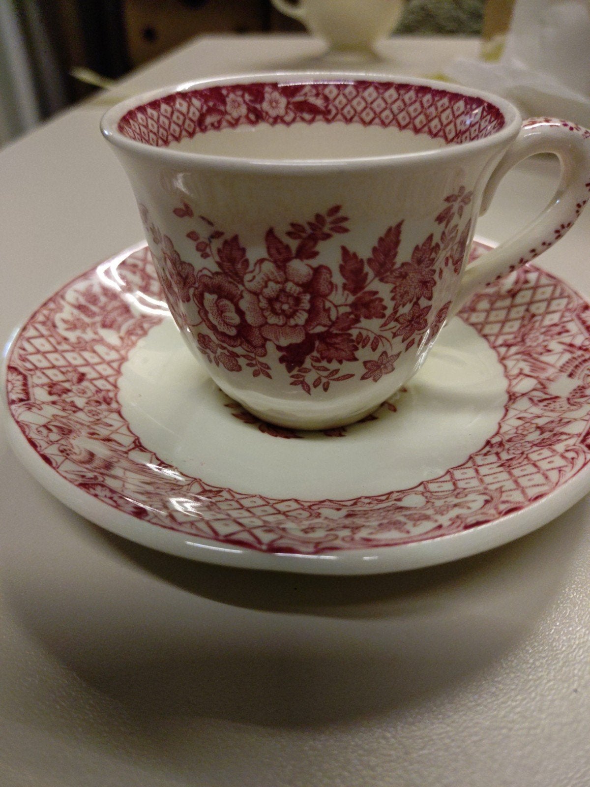 Vintage Mason's Ironstone Red Vista Kop en Schotel, Ophalen of Verzenden