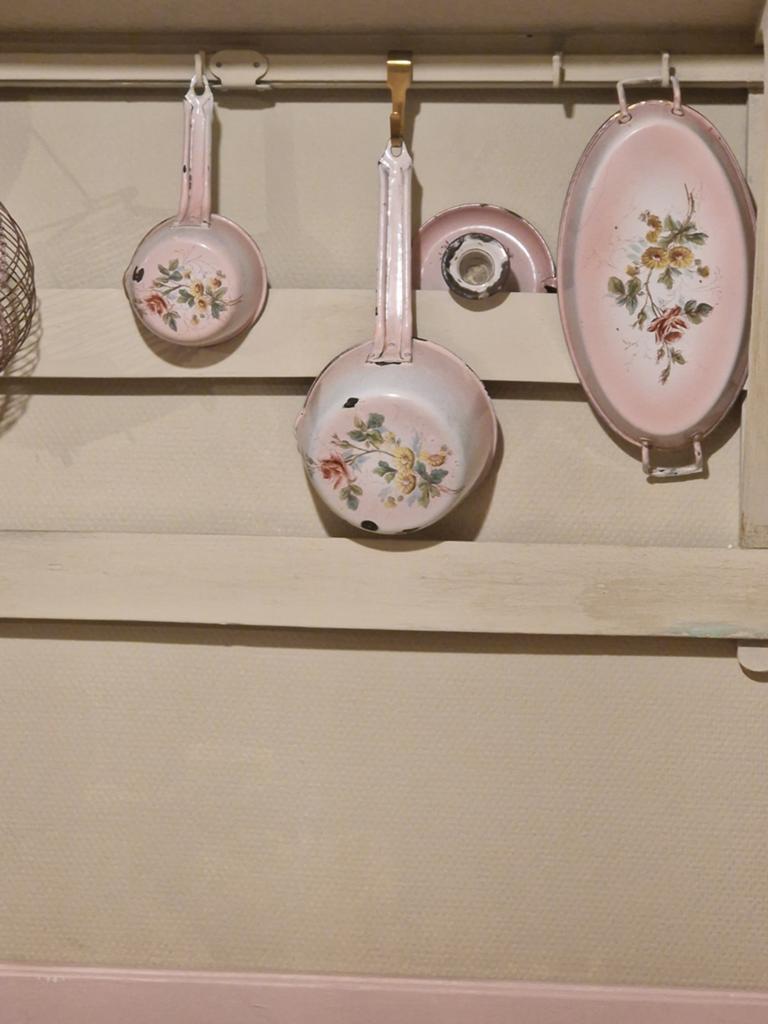 3 delige emaille gebloemde set, Ophalen of Verzenden