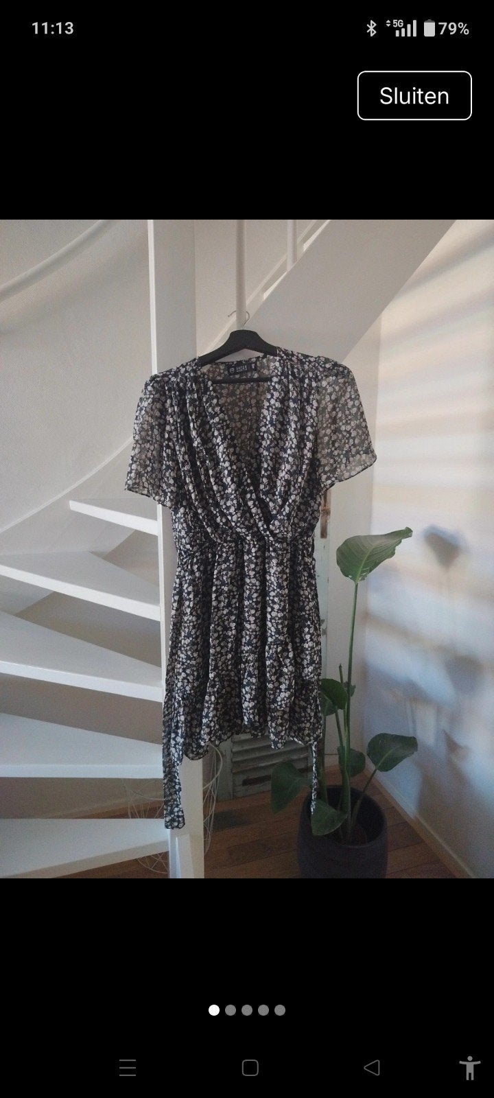 Guts & Gusto Jurk met Bloemenprint - Maat M, Kleding | Dames, Jurken, Maat 38/40 (M), Guts & Gusto, Zwart, Ophalen of Verzenden