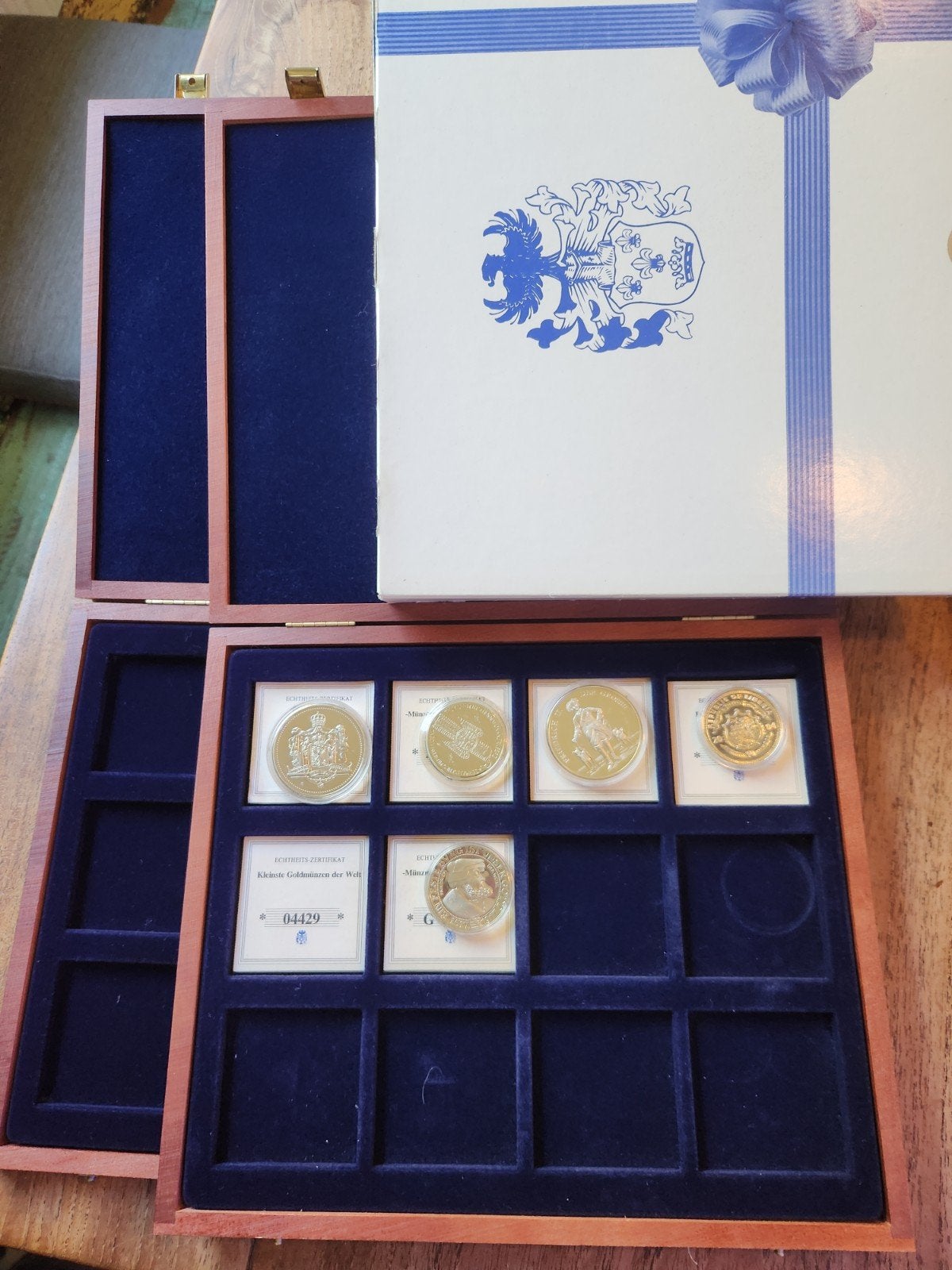 luxe houten kist voor munten verzameling + munten, Ophalen of Verzenden