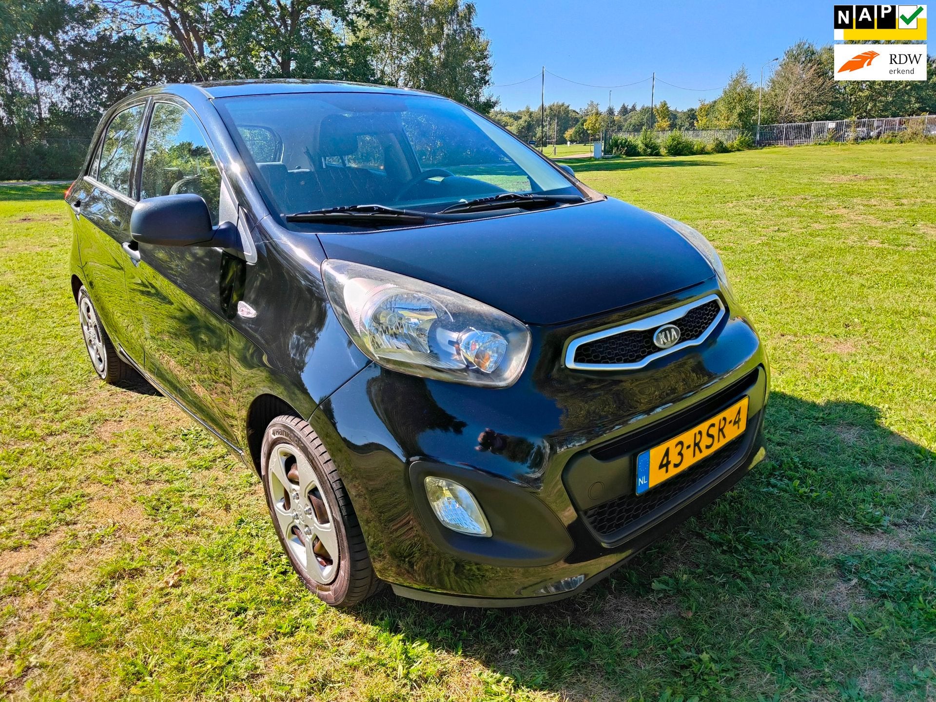 Kia Picanto 1.0 CVVT ( Dealer onderhouden), Auto's, Voorwielaandrijving, Stof, Gebruikt, Zwart