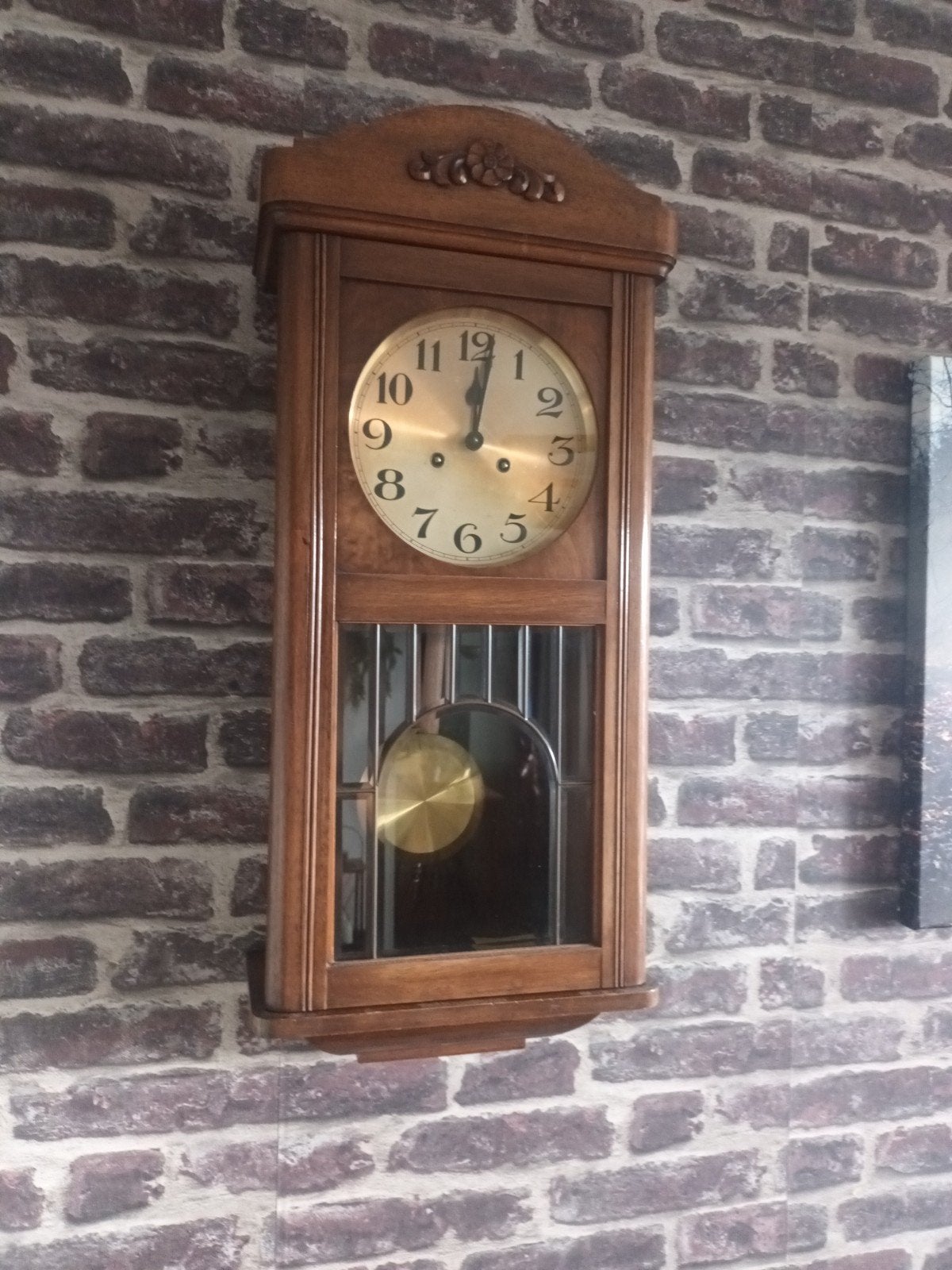 antieke houten regulateur/pendule wandklok, Ophalen