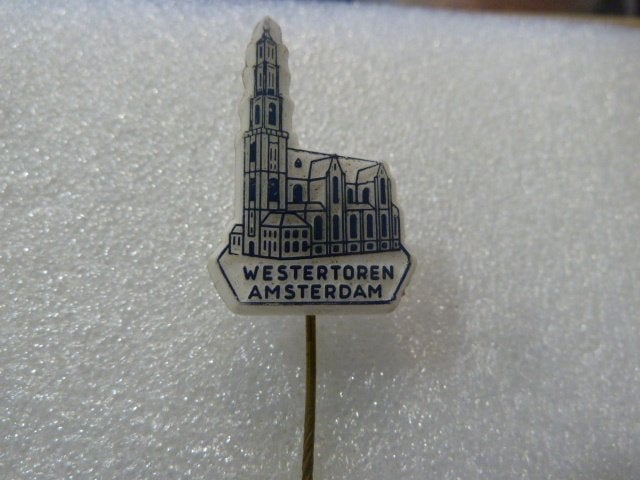 Vintage Westertoren Amsterdam Speldje, Ophalen of Verzenden, Gebruikt, Stad of Land, Speldje of Pin