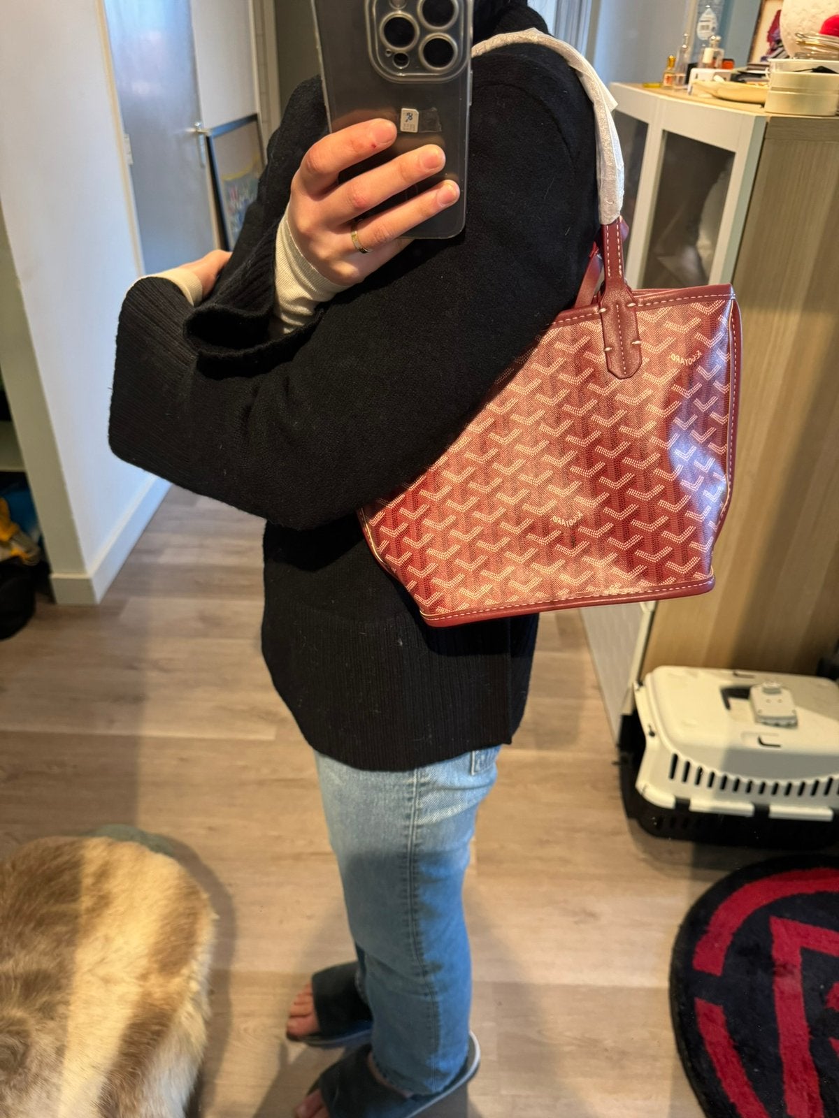 Goyard Bag Burgundy Mini Tote Bag, Ophalen of Verzenden, Nieuw, Rood, Shopper