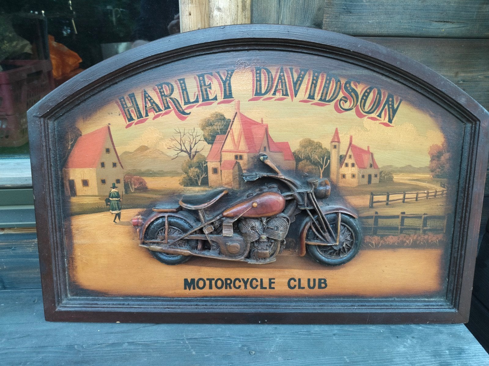 Harley Davidson Motorcycle Club 3D Houten Bord, Ophalen, Zo goed als nieuw, Motoren