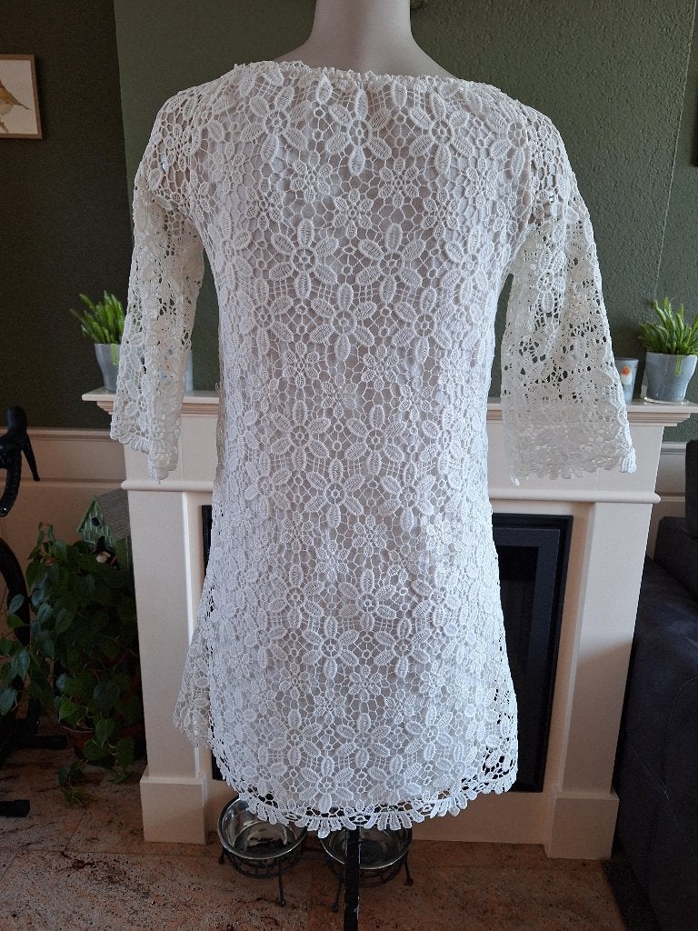 Made in Italy wit gehaakte jurk M 38 40, Kleding | Dames, Maat 38/40 (M), Made in Italy, Verzenden, Wit