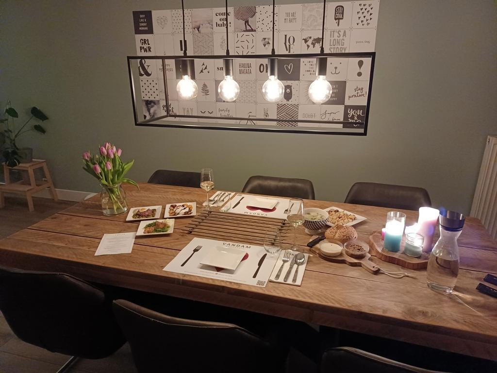 Industriële plafondlamp – 4x E27 – zwart metalen frame – 1m, Huis en Inrichting, Lampen | Hanglampen, Ophalen, Zo goed als nieuw