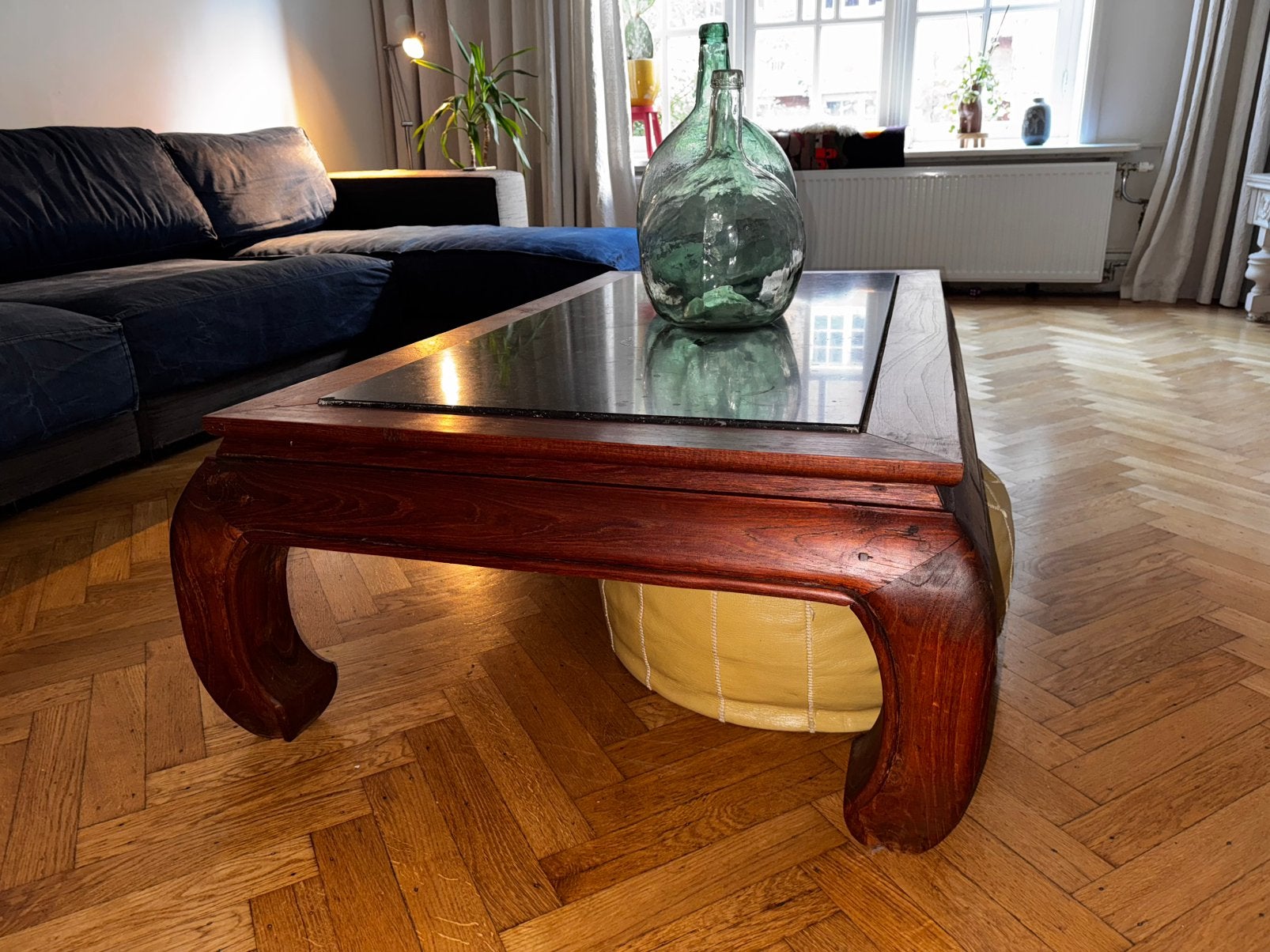 Opiumtafel met zwaar marmer blad, Ophalen, Gebruikt, 100 tot 150 cm, Vintage, klassiek