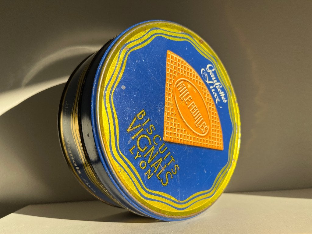 Vintage Frans koekblik, Ophalen of Verzenden, Gebruikt, Koek(jes)