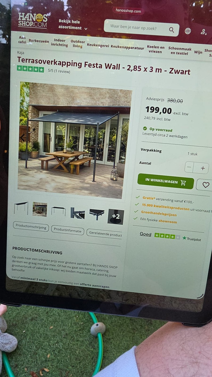 Overkapping terras 2,85 bij 3 meter, Ophalen, Zo goed als nieuw, Tuinpaviljoen
