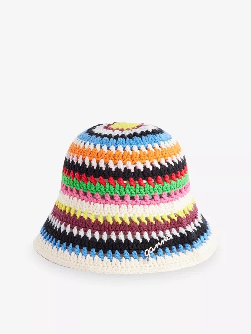 Ganni  buckethoed nieuw crochet bucket hat hoed anna nina, Ophalen of Verzenden, Nieuw, One size fits all