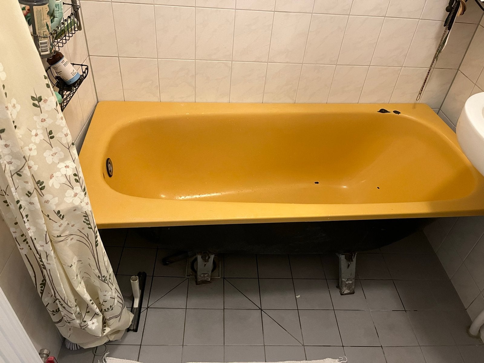 Gebruikt bad okergeel 150 cm, Ophalen, Gebruikt, Met bad