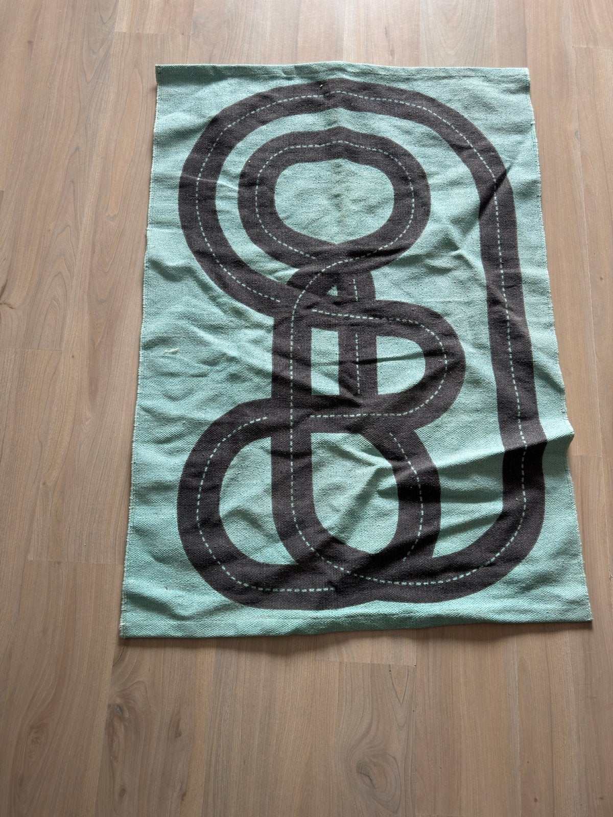Kinder vloerkleed met wegpatroon - Speelkleed, Gebruikt, 100 tot 150 cm, Rechthoekig, Groen