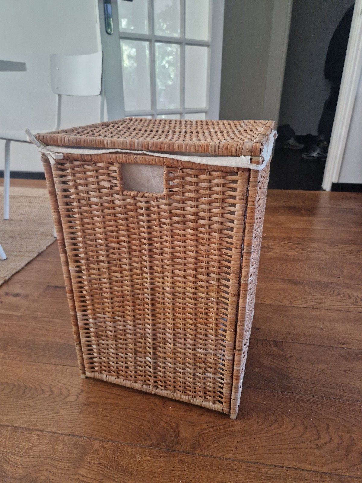 IKEA Wasmand / Verkleedkist - Riet met linnen zak, Huis en Inrichting, Ophalen, Gebruikt, Geel, Natuurlijk materiaal