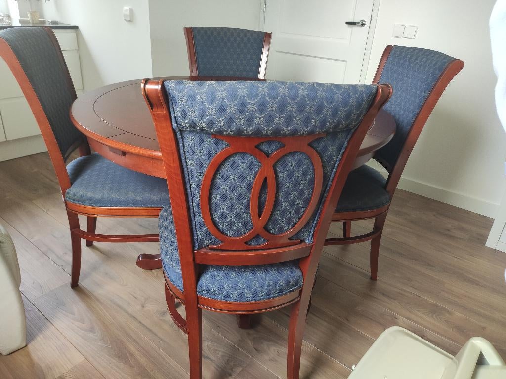 4 Stoelen voor eettafel, Huis en Inrichting, Ophalen, Gebruikt, Blauw, Klassiek Kersen