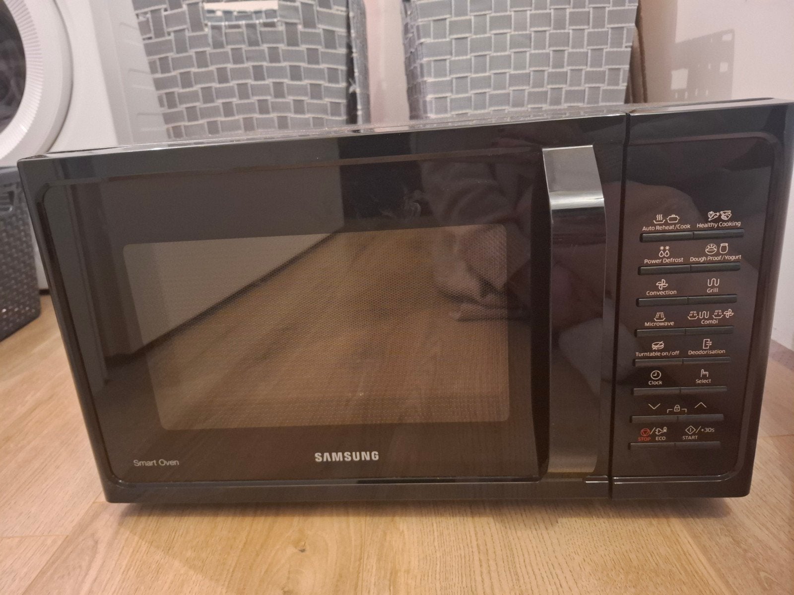 Samsung MC28H5015 Combimagnetron - Zwart, 28 Liter, Ophalen, Combimagnetron, Hete lucht, Zo goed als nieuw