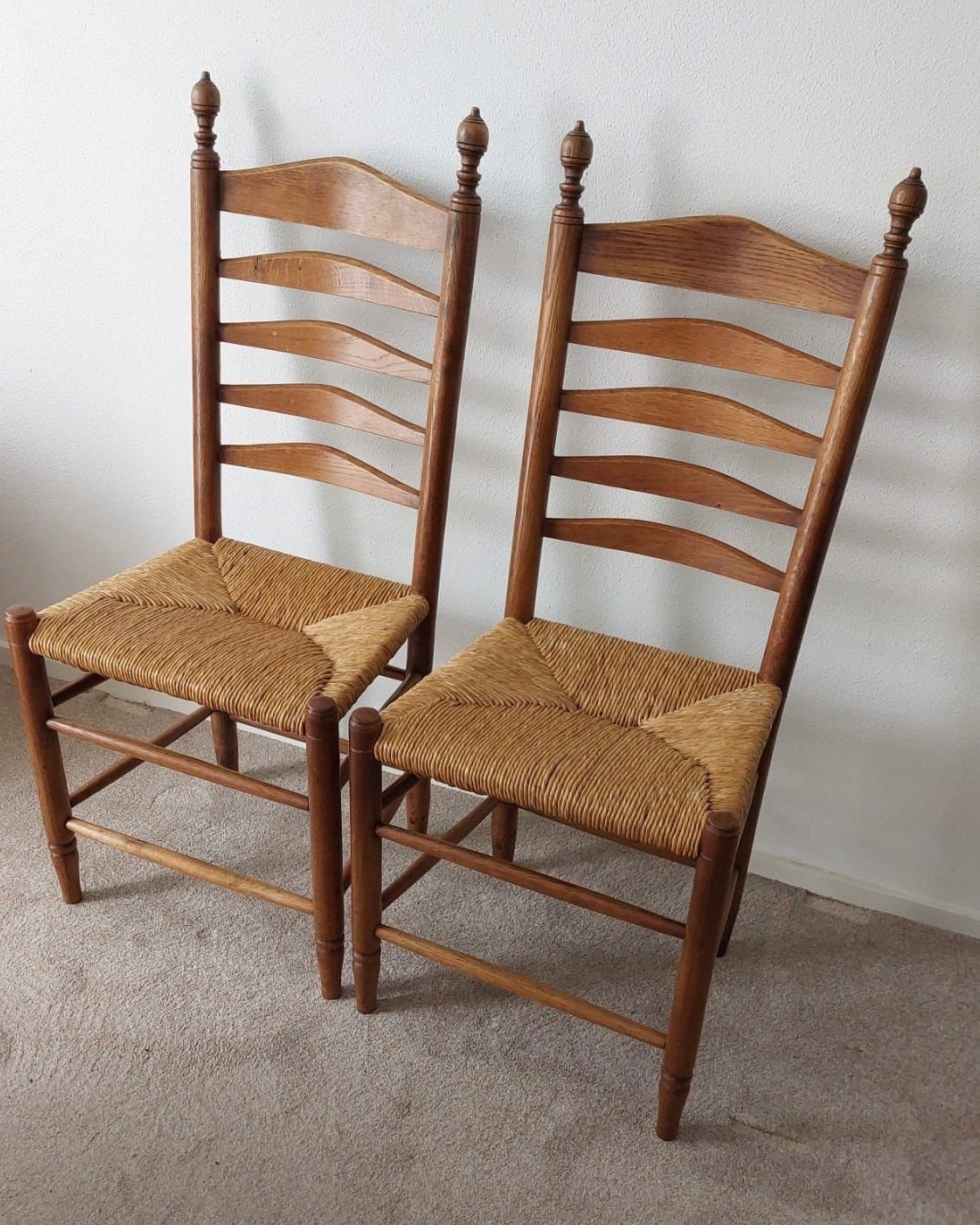 Vintage eiken knopstoelen 5 st, Ophalen