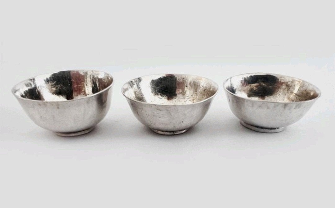 Antiek Miniatuur zilveren spoelkommen Holland 18e Eeuws, Antiek en Kunst, Ophalen of Verzenden, Zilver
