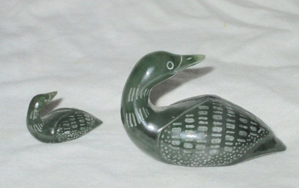 2 beeldjes watervogels van nefriet - half edelsteen, Ophalen of Verzenden