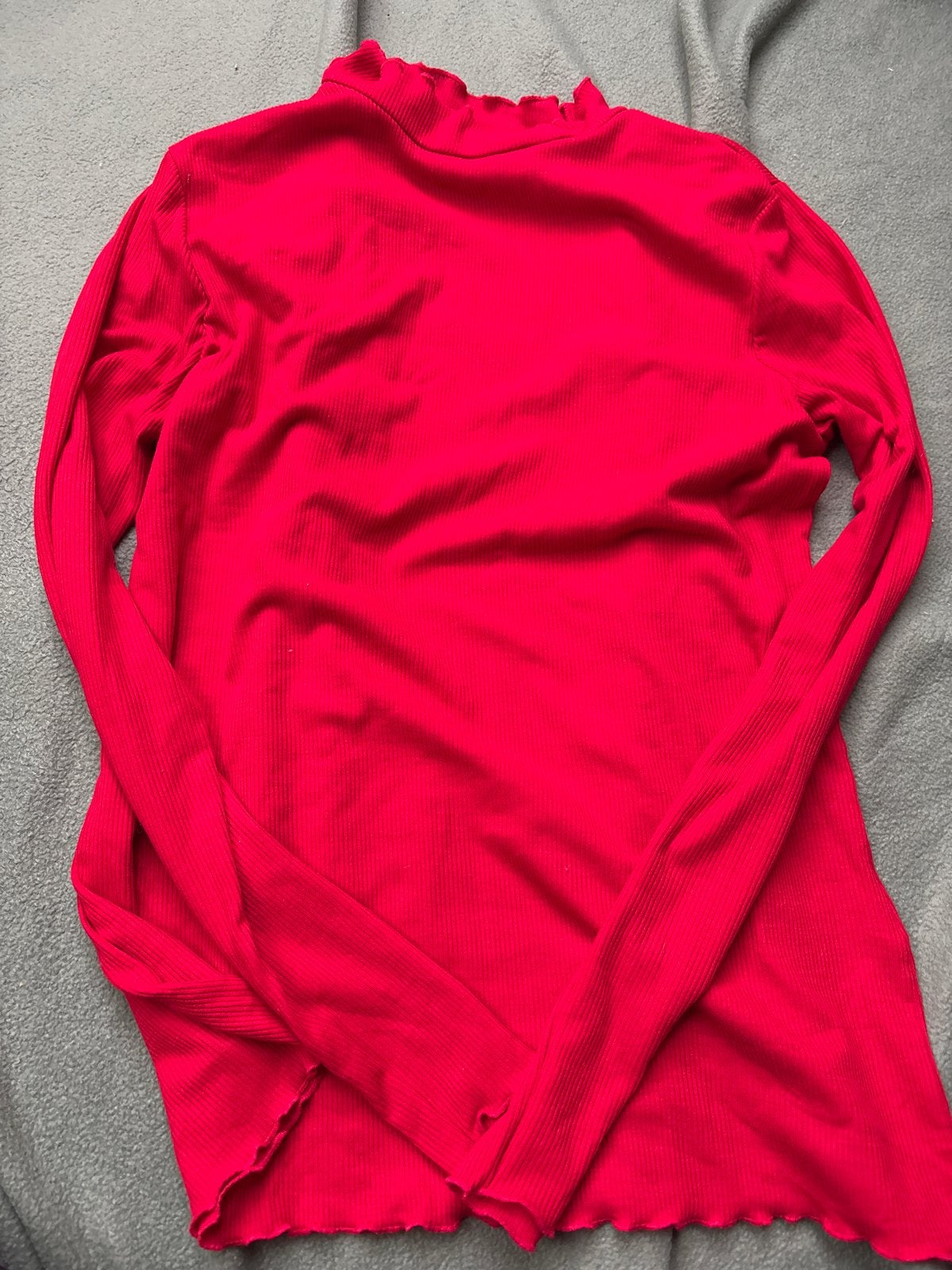 Rode geribbelde coltrui met lange mouwen - Maat M, Lange mouw, Gedragen, Rood, Ophalen