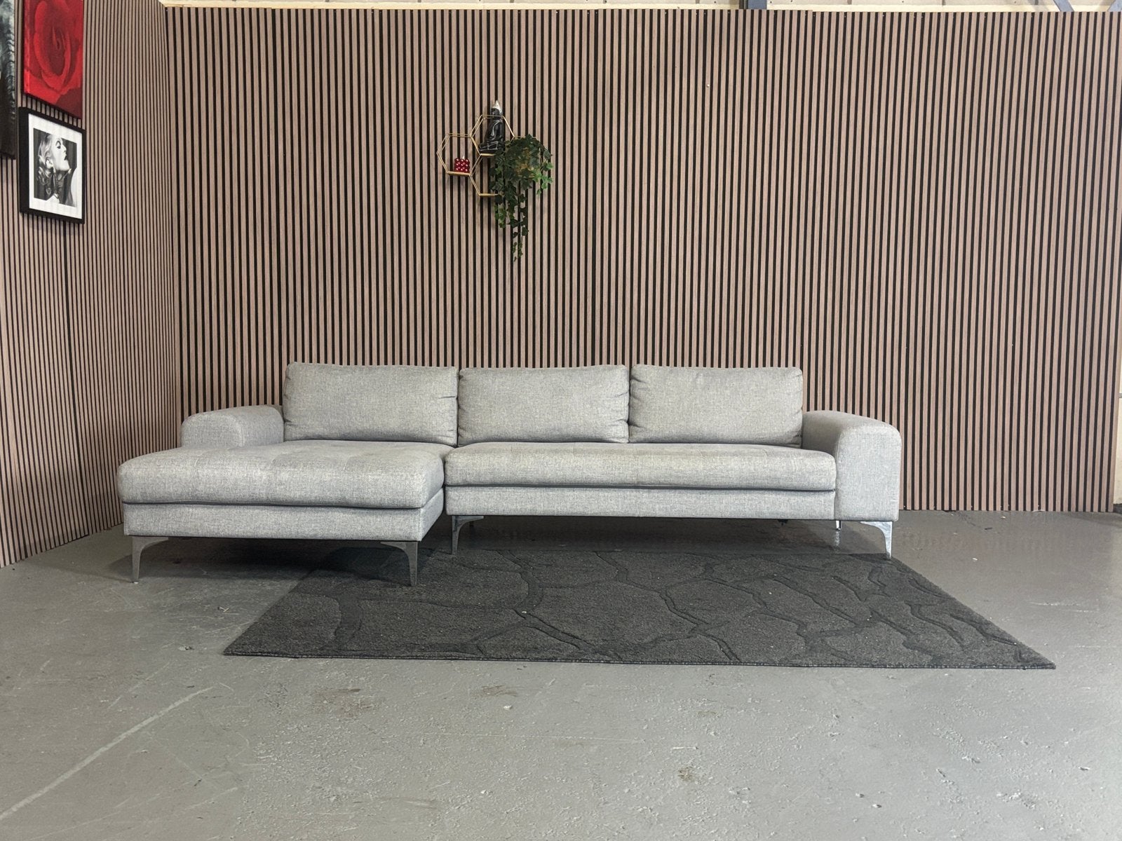 GRATIS LEVERING Loungebank Grijs 285x150 GEREINIGD, Huis en Inrichting, Banken | Bankstellen, 250 tot 300 cm, Hoekbank, Ophalen of Verzenden