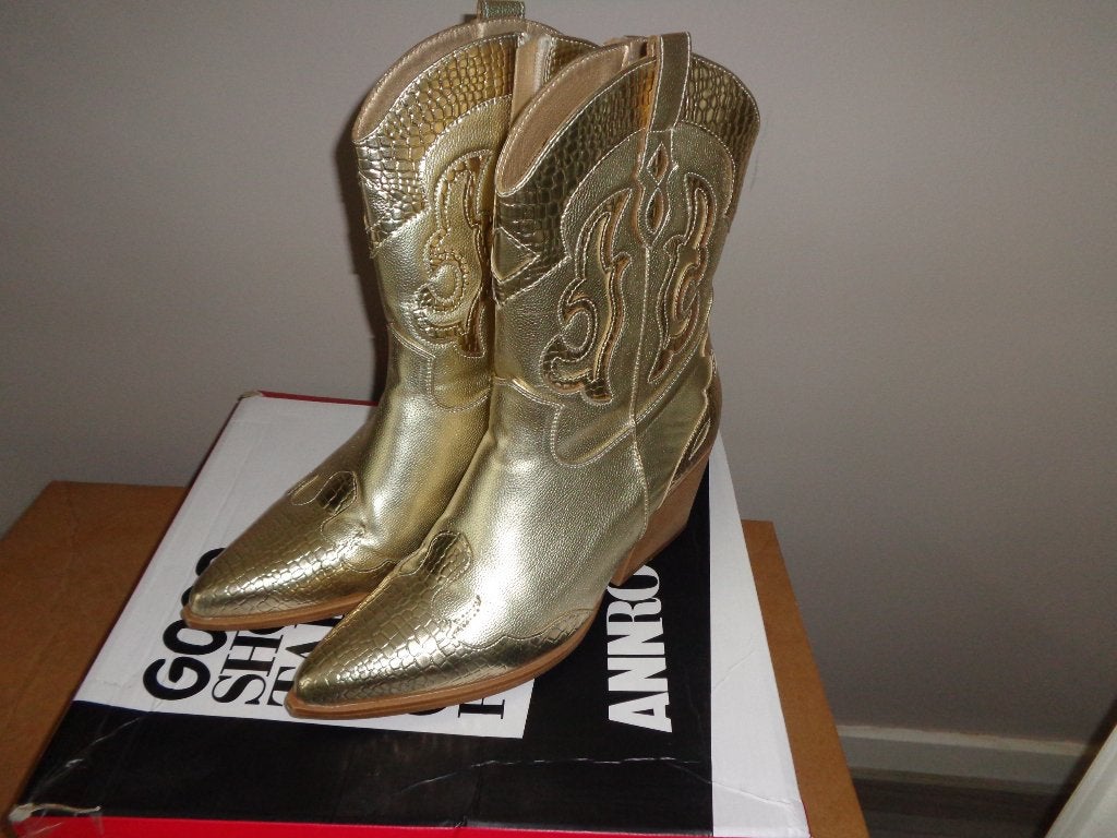 goudkleurige dames westernboots van Ann Rocks, maat 41, Kleding | Dames, Schoenen, Overige kleuren, Lage of Enkellaarzen, Ophalen of Verzenden