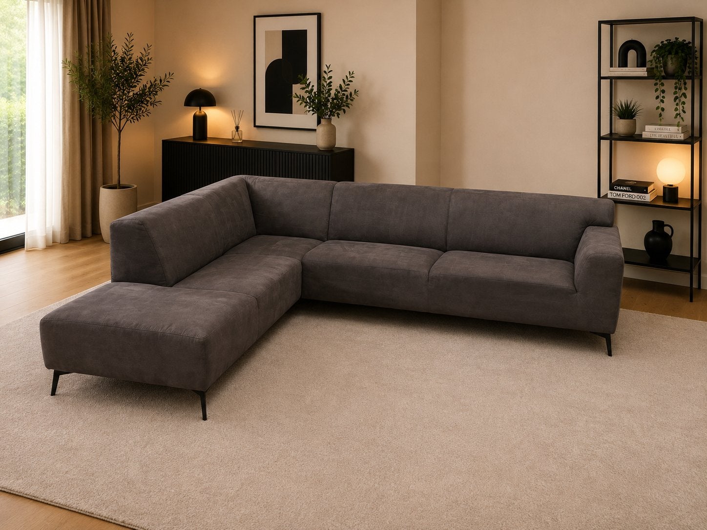 GRATIS LEVERING | INHOUSE HOEKBANK ANTRACIET | GEREINIGD, 250 tot 300 cm, Hoekbank, Ophalen of Verzenden, Zo goed als nieuw
