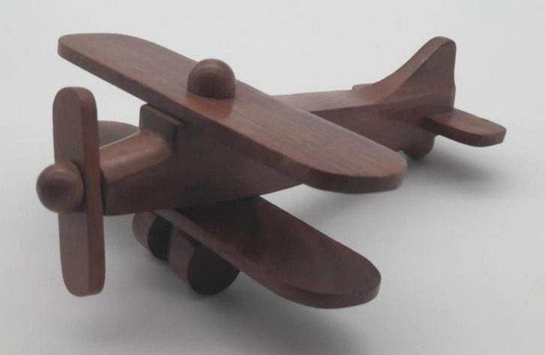 Houten handgemaakte model vliegtuig dubbeldekker, Verzamelen, Beelden en Beeldjes, Zo goed als nieuw, Overige typen, Ophalen of Verzenden
