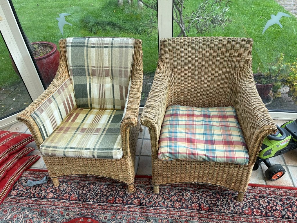Twee rotan stoelen, Ophalen, Gebruikt, Twee, Bruin